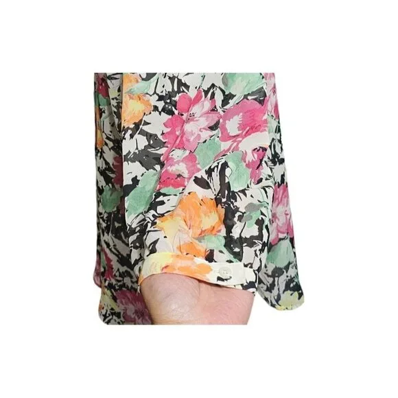 Lauren Ralph Lauren floral sheer 3/4 sleeve multicolor plus size top blouse 2X - Picture 5 of 7